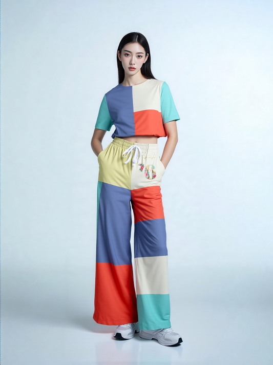76 United Colorblock Eco-Poly Wide Leg Pants