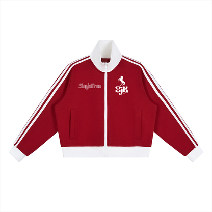 Spoiled &amp;  Entitled™ + STL Contrast Side Stripe Fleece Cropped Track Jacket