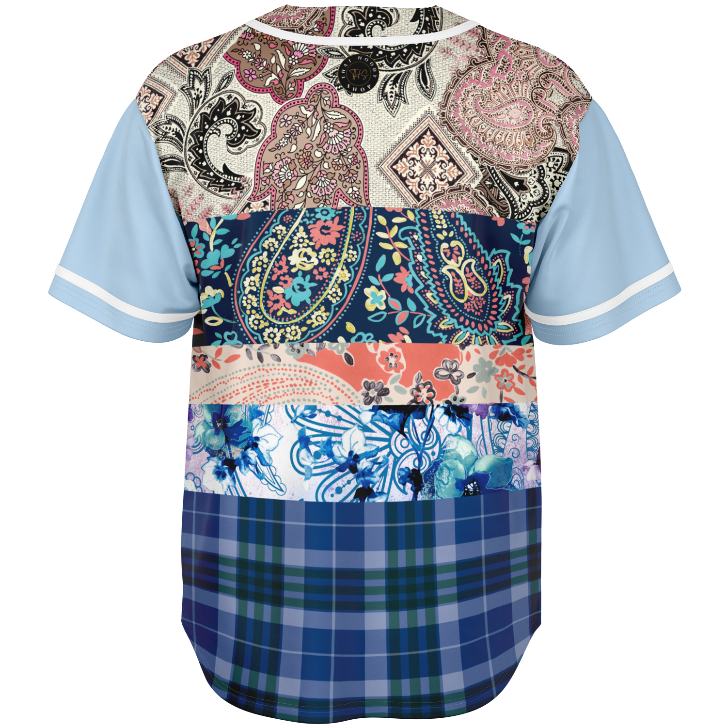 Dolores Park Paisley Print Short Sleeve Eco-Poly Baseball Jersey