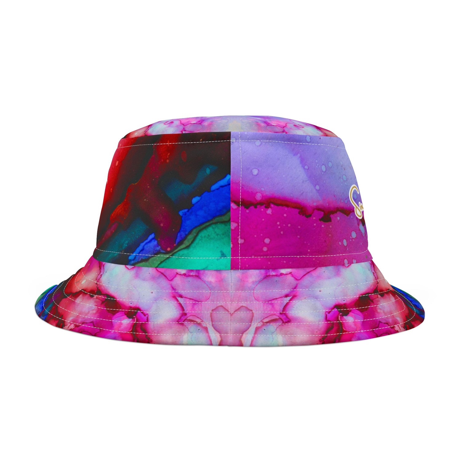 Martian Marble Swirl Abstract Print Vibrant Bucket Hat