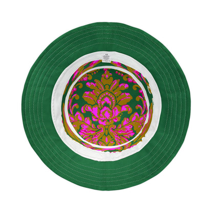 Fleur de Lis in Pink and Green Vibrant Bucket Hat