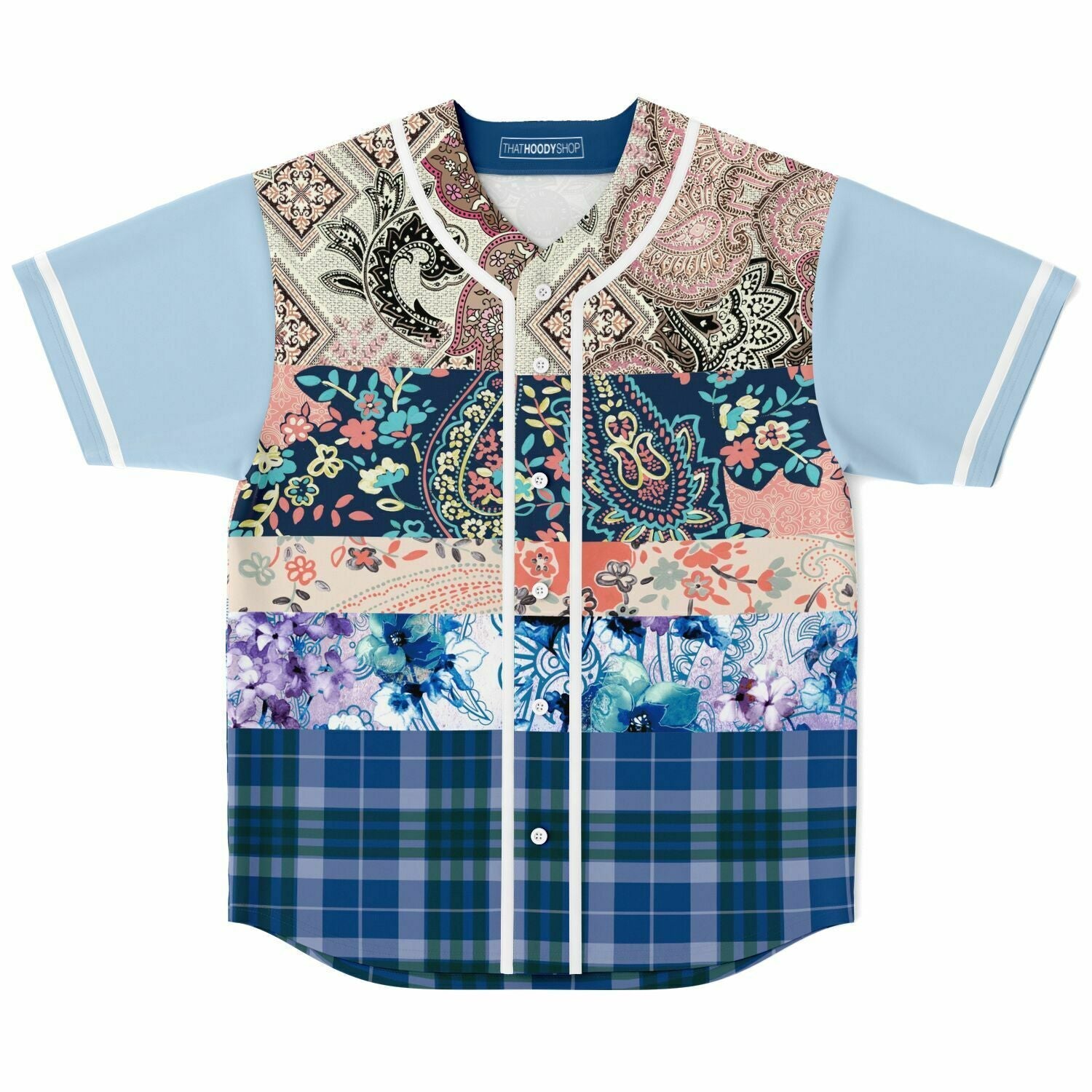Dolores Park Paisley Print Short Sleeve Eco-Poly Baseball Jersey