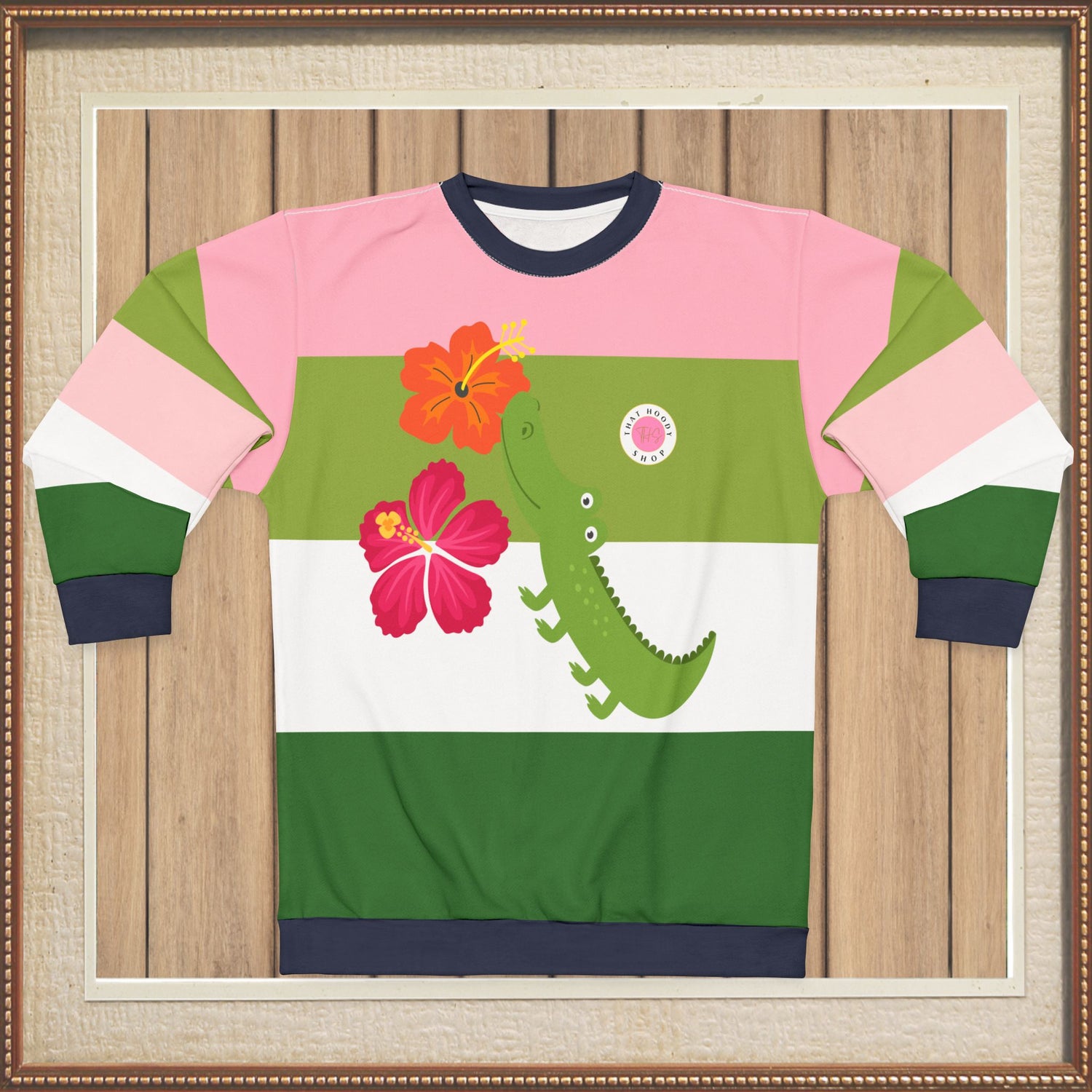 Smell The Flowers Gator Rugby Stripe Unisex Sweatshirt (Gold Label)