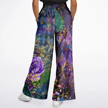 Purple Fusion Peacock in Bloom Eco-Poly Wide Leg Pants