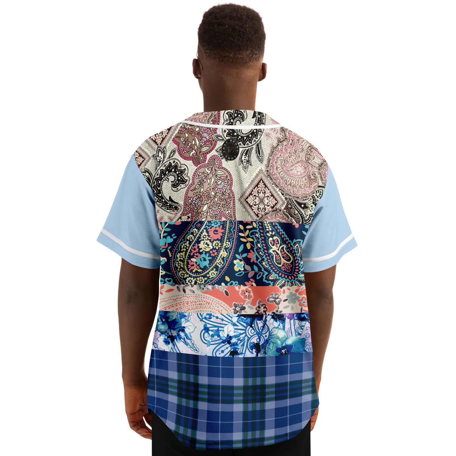Dolores Park Paisley Print Short Sleeve Eco-Poly Baseball Jersey