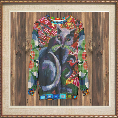 Grey Cat on Bright Cushion Unisex Sweatshirt (Gold Label)