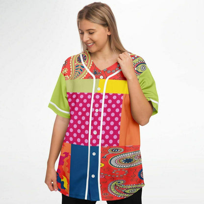Chili Pepper Patchwork Eco-Poly Unisex Button Front Jersey