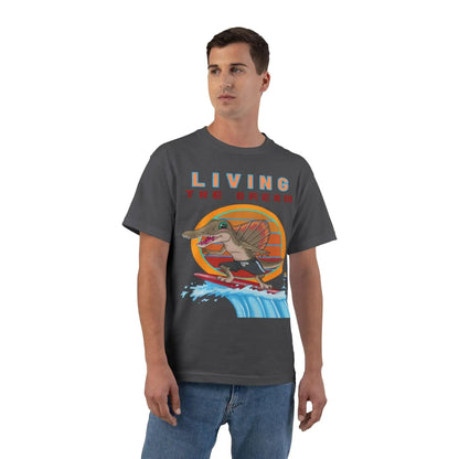 Living the Dream Dinosaur Surfer Heavyweight Tee