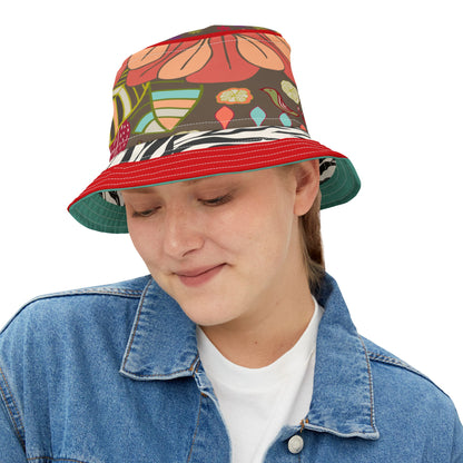 Partridge in a Pear Tree Hippie Floral Vibrant Bucket Hat