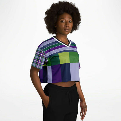 Purple Crush Rugby Stripe Plaid Eco-Poly Crop Jersey