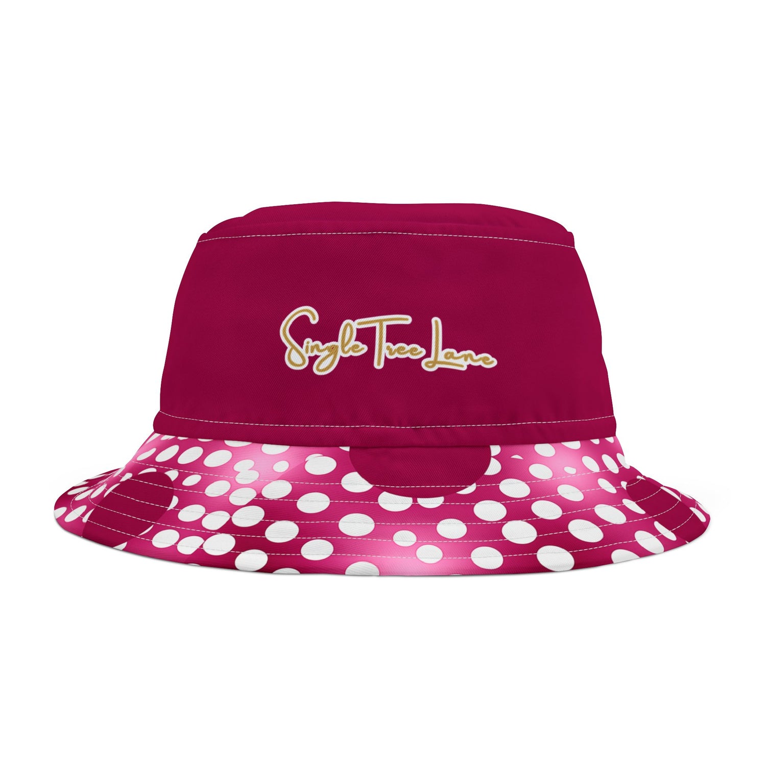 Pink Snowballs in Abstract Polka Dots Vibrant Bucket Hat