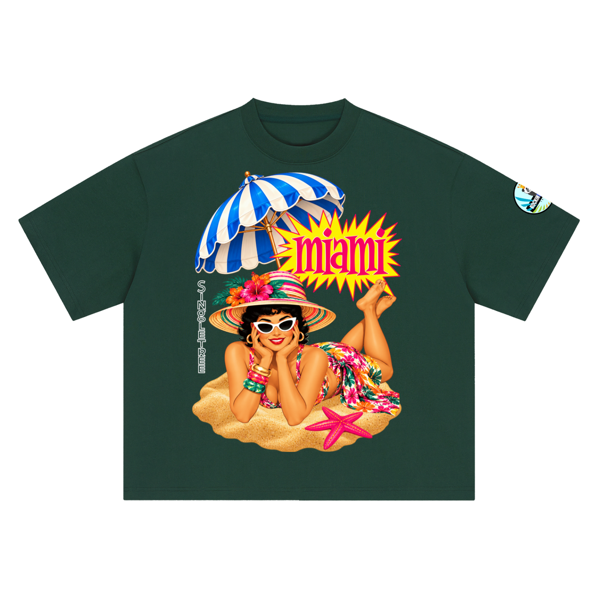 Miami Beach Girl on Vacation Boxy Oversized Unisex T-Shirt