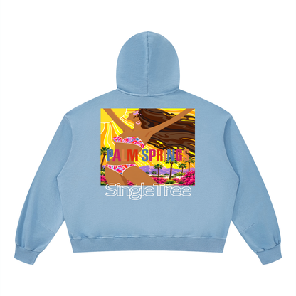 Here Comes the Sun Palm Springs Unisex Boxy Vintage Washed Hoodie