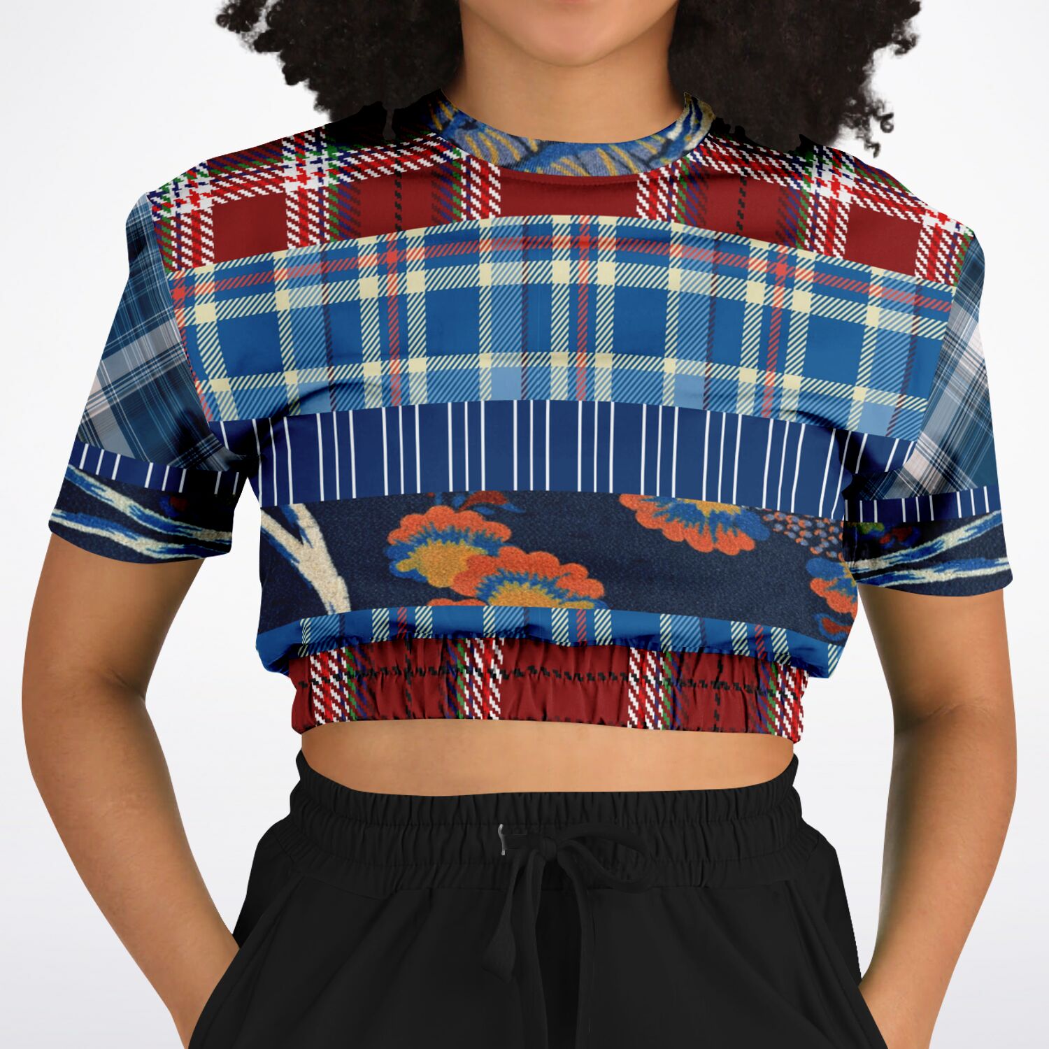 Andromeda Blue Plaid Cropped Sweater Pullover