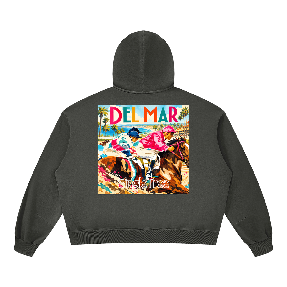 Del Mar Off to the Races Unisex Boxy Vintage Washed Hoodie