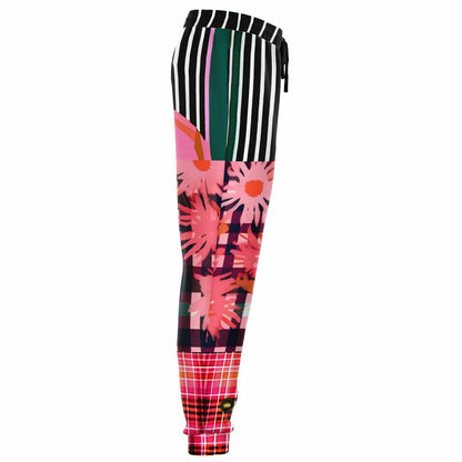 Pink Chrysanthemum Plaid Eco-Poly Unisex Joggers