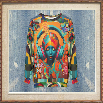 Afro Pop Girl Abstract Mosaic Print Unisex Sweatshirt (Gold Label)