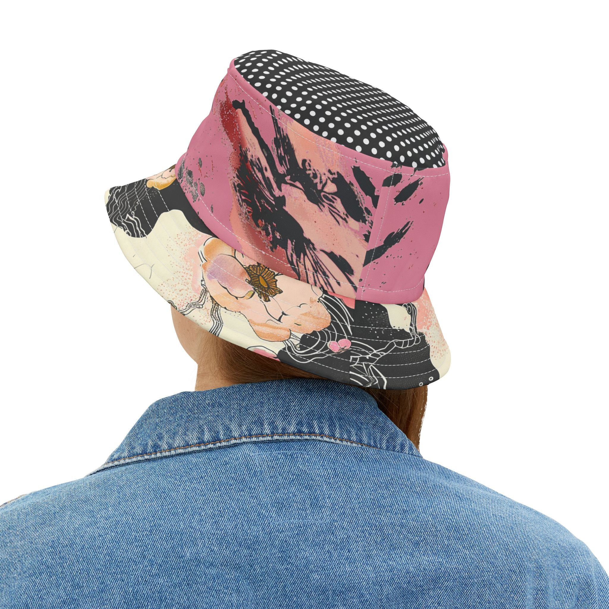 Pink Blush Asian Floral Vibrant Bucket Hat
