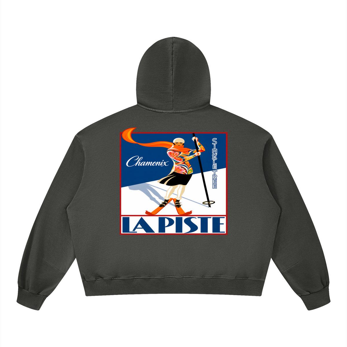 La Piste Faire du Ski Chamonix Unisex Boxy Vintage Washed Hoodie