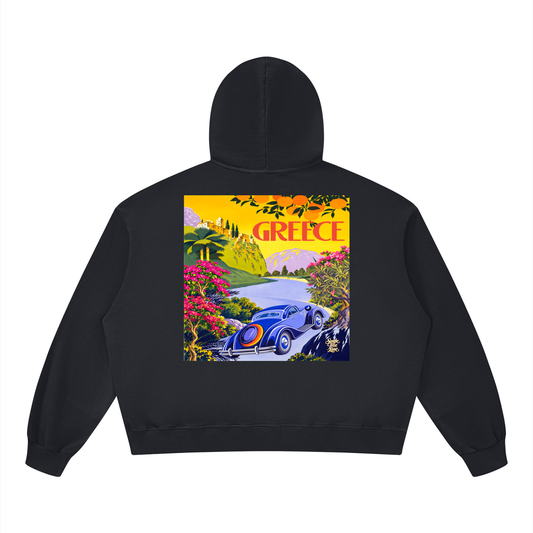 Greece - The Good Life Unisex Boxy Vintage Washed Hoodie
