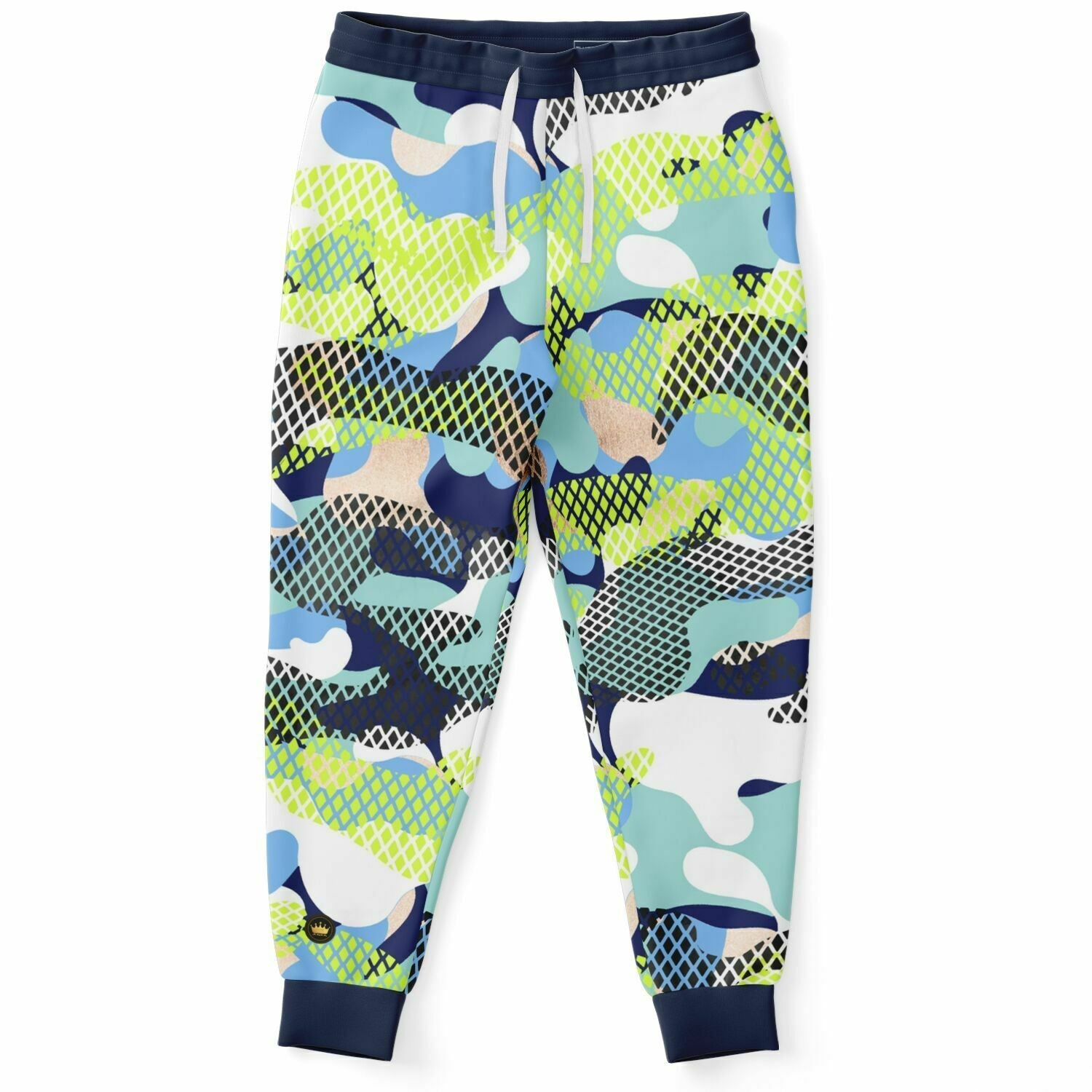 Blue and Lime Eco-Poly Camo Joggers
