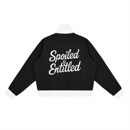 Spoiled &amp;  Entitled™ + STL Contrast Side Stripe Fleece Cropped Track Jacket