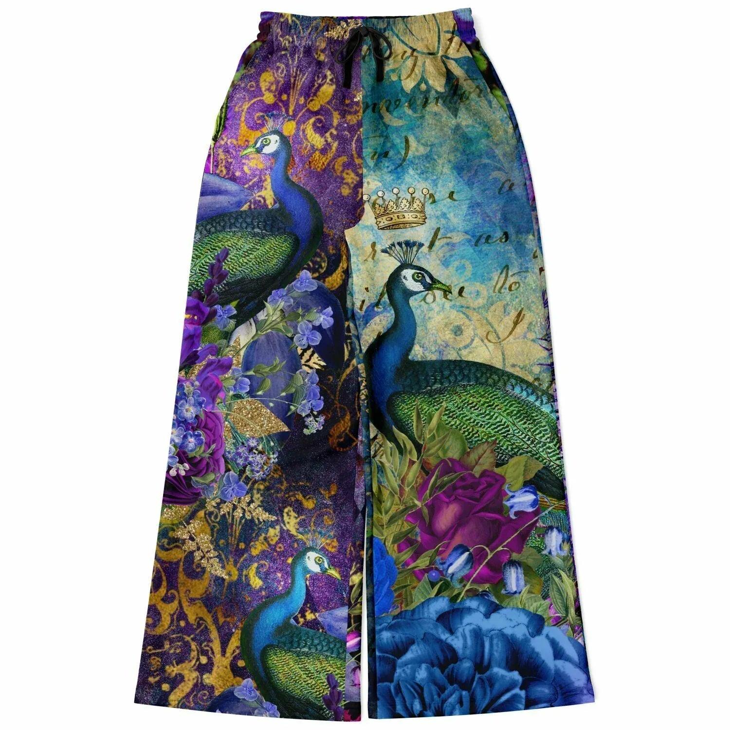 Purple Fusion Peacock in Bloom Eco-Poly Wide Leg Pants