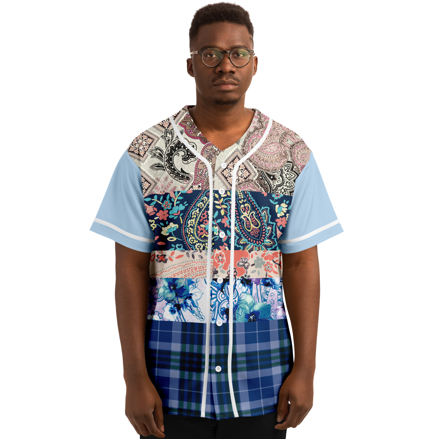 Dolores Park Paisley Print Short Sleeve Eco-Poly Baseball Jersey