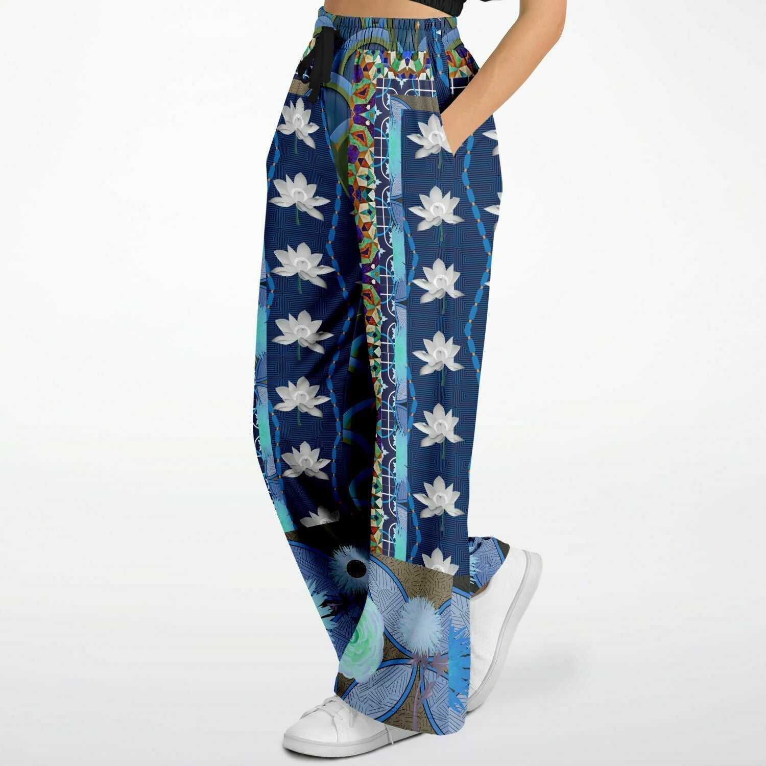 Dahlia Lama Lotus Flower Eco-Poly Wide Leg Pants