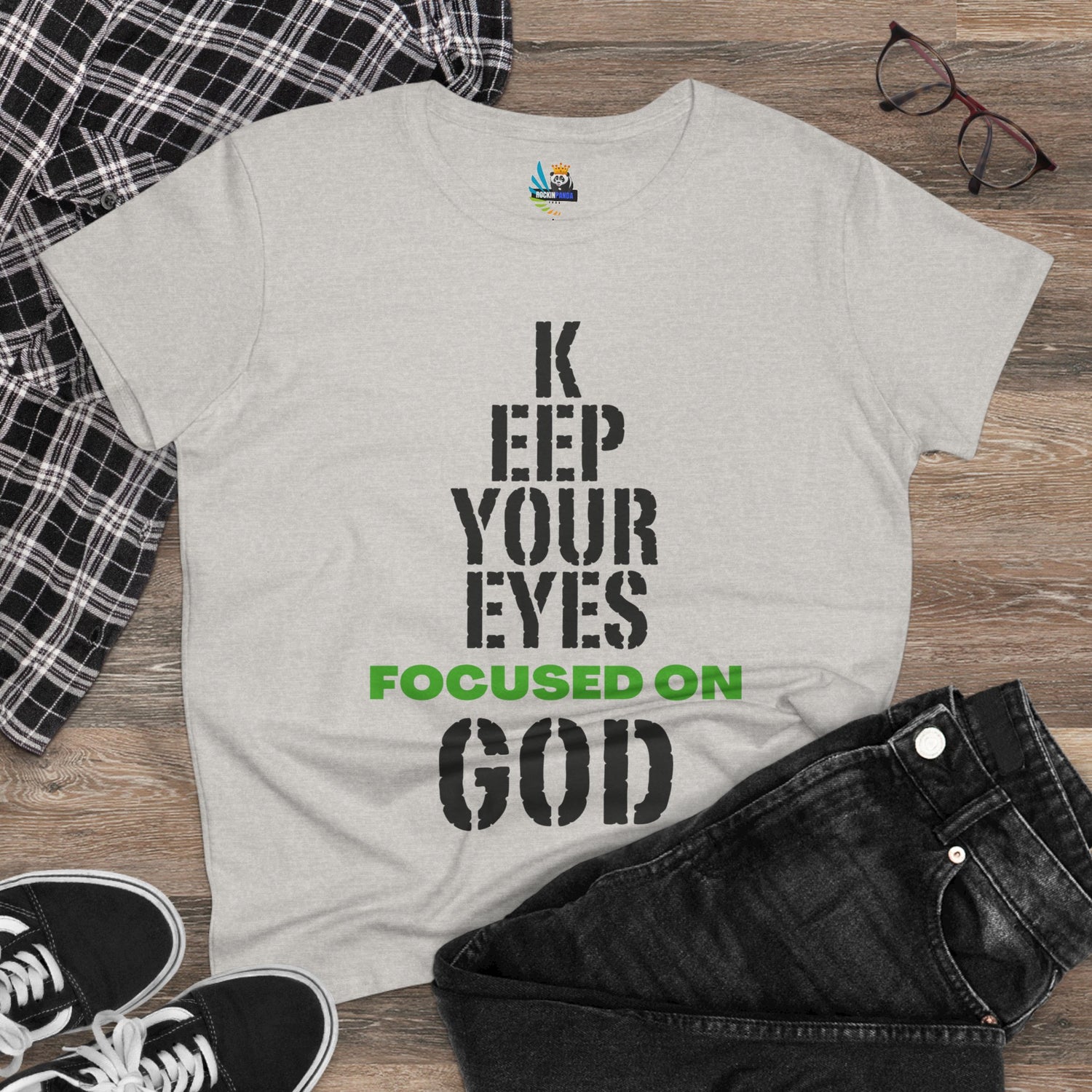 Keep Your Eyes Focused on God  Midweight Cotton Tee - Faith Based Tee