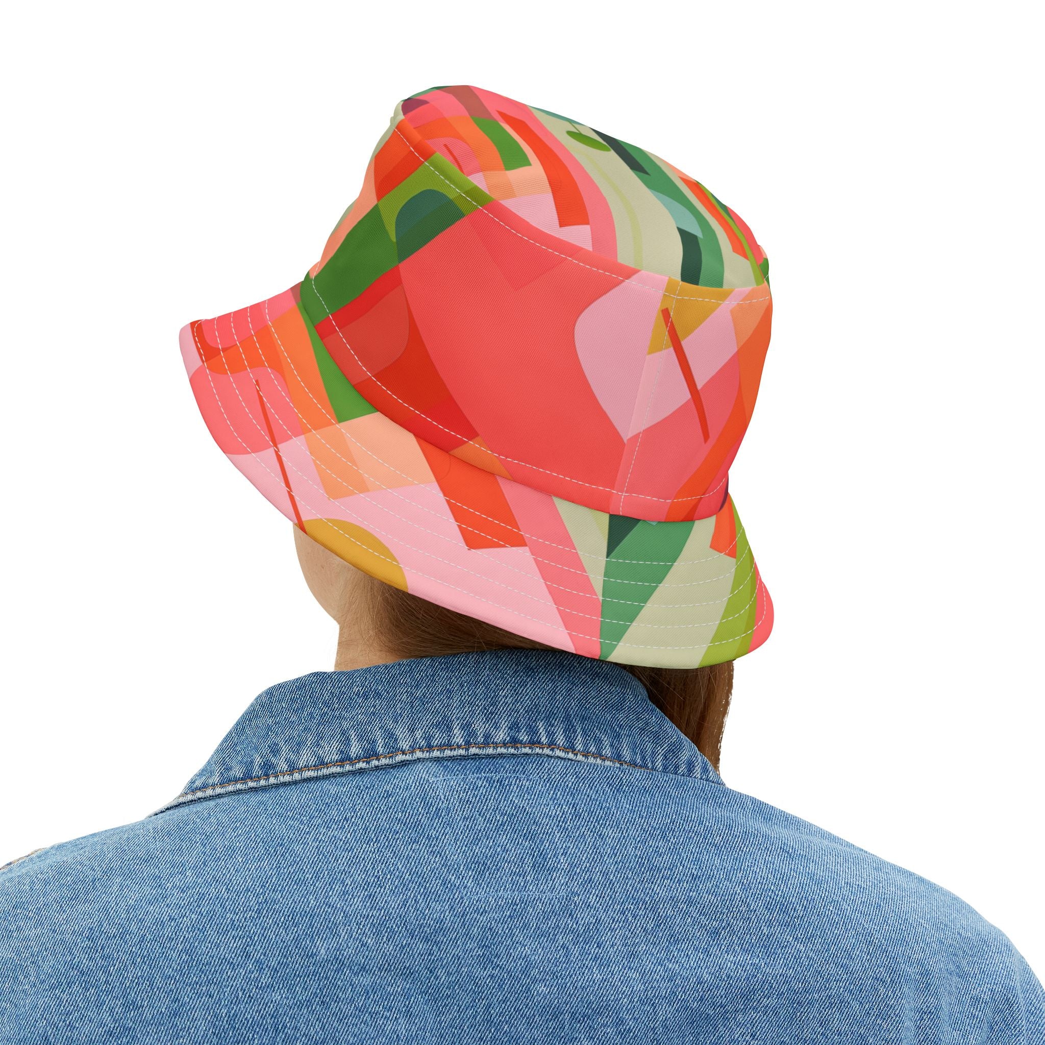Futuristic Abstract Geo Stripe Vibrant Bucket Hat