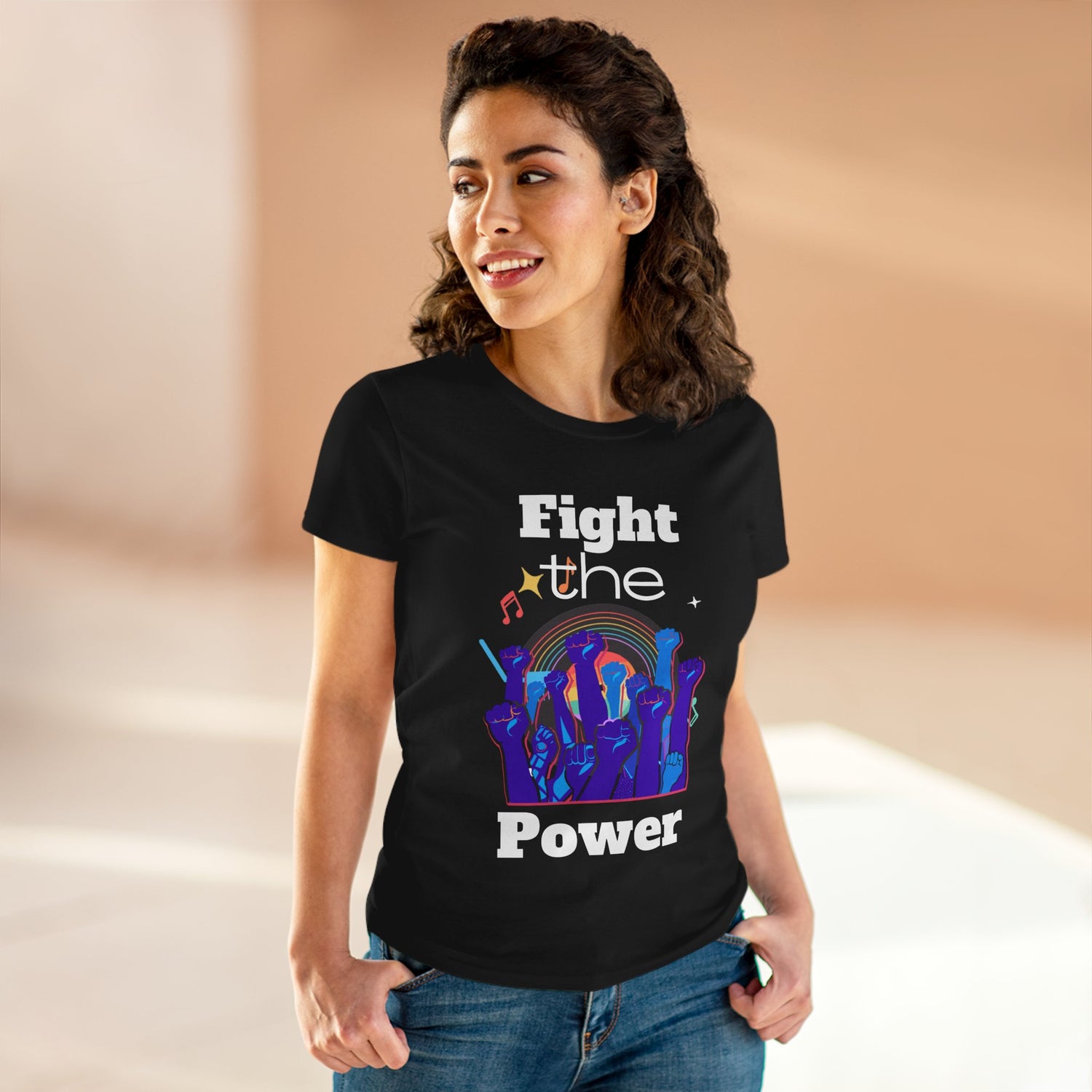 T-Shirt - Fight the Power Hands Raised High Graphic Women&