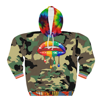 Rainbow Lips So Juicy in Camouflage &amp; Tie-Dye Unisex Hoodie (Gold Label)