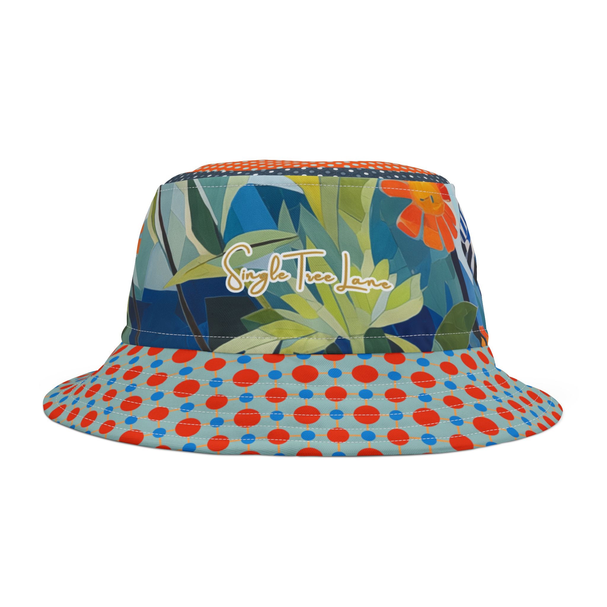 Sunshine and Butterflies in Stripes and Dots Vibrant Bucket Hat
