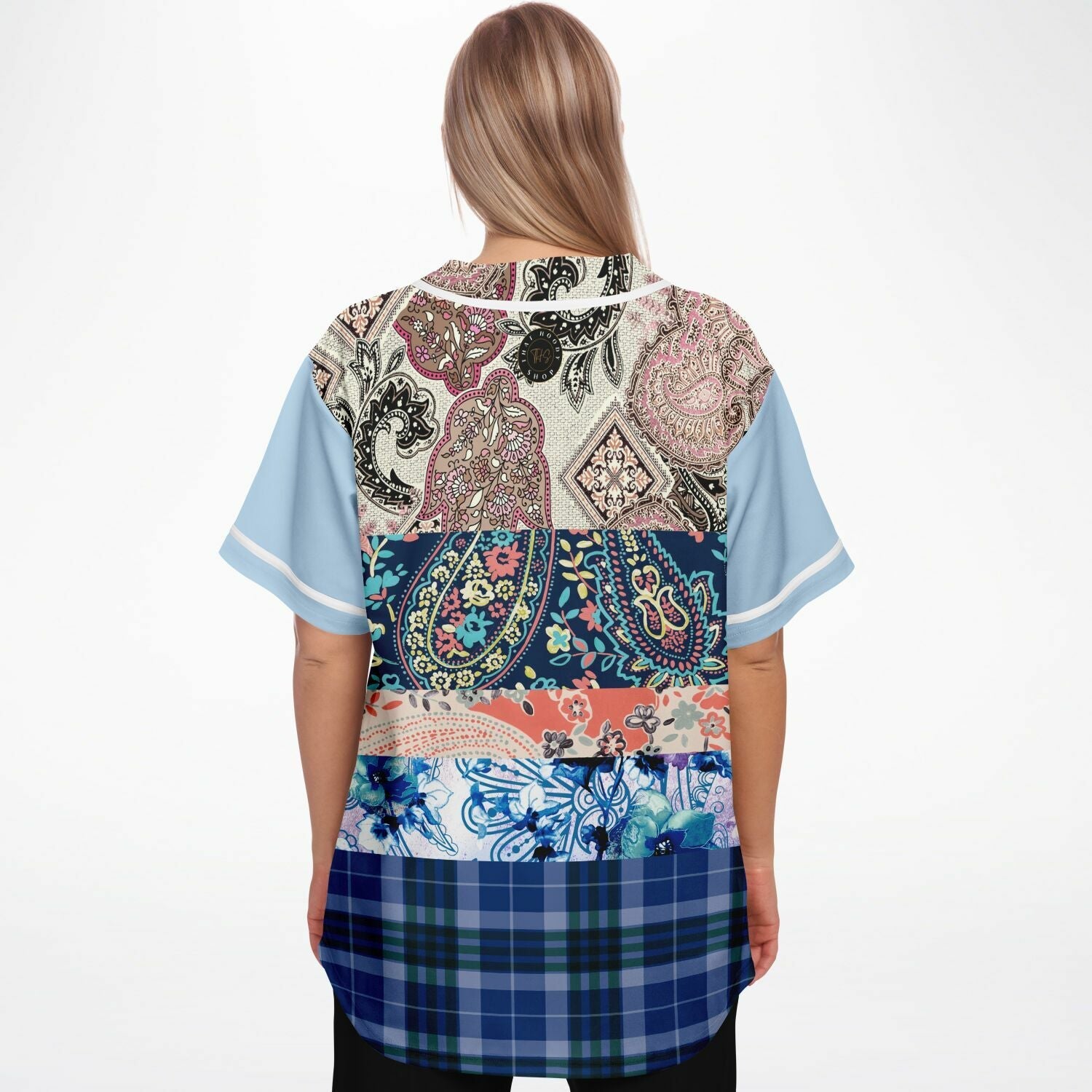 Dolores Park Paisley Print Short Sleeve Eco-Poly Baseball Jersey