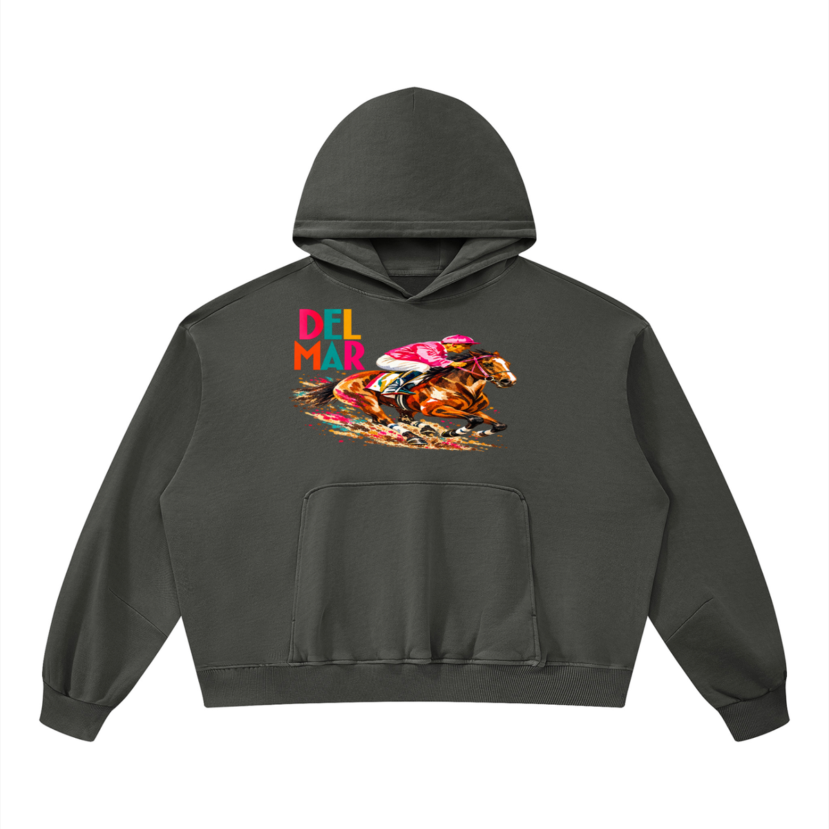 Del Mar Off to the Races Unisex Boxy Vintage Washed Hoodie