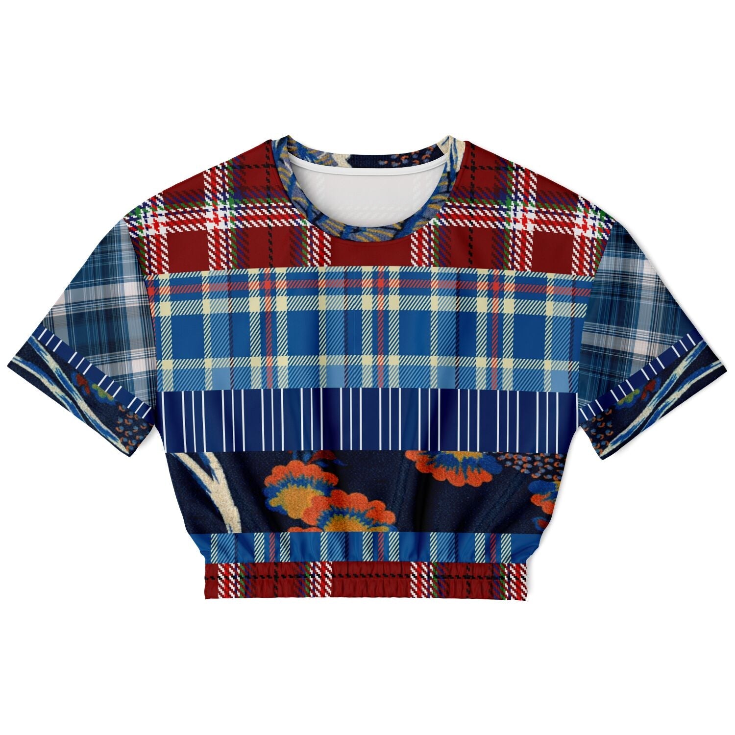 Andromeda Blue Plaid Cropped Sweater Pullover