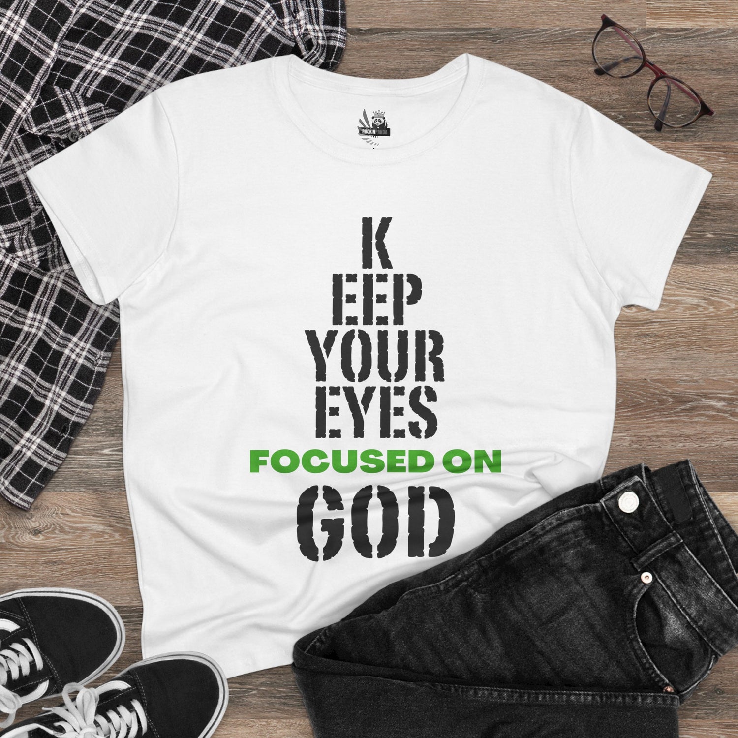 Keep Your Eyes Focused on God  Midweight Cotton Tee - Faith Based Tee