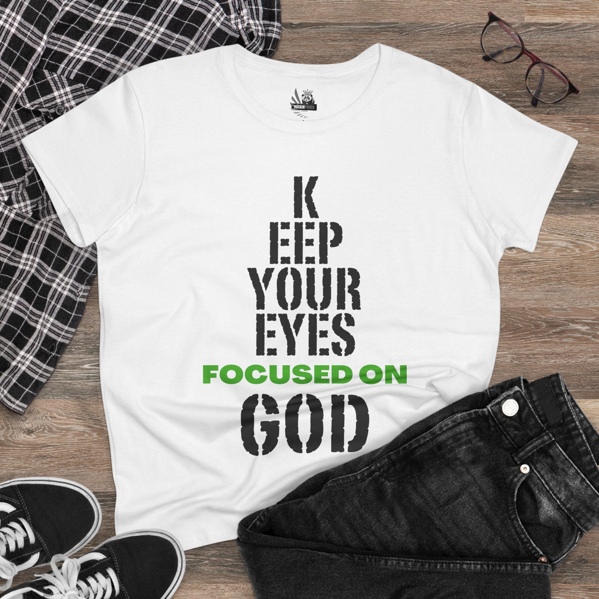Keep Your Eyes Focused on God  Midweight Cotton Tee - Faith Based Tee