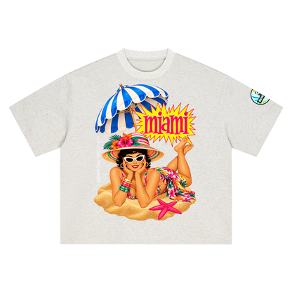 Miami Beach Girl on Vacation Boxy Oversized Unisex T-Shirt