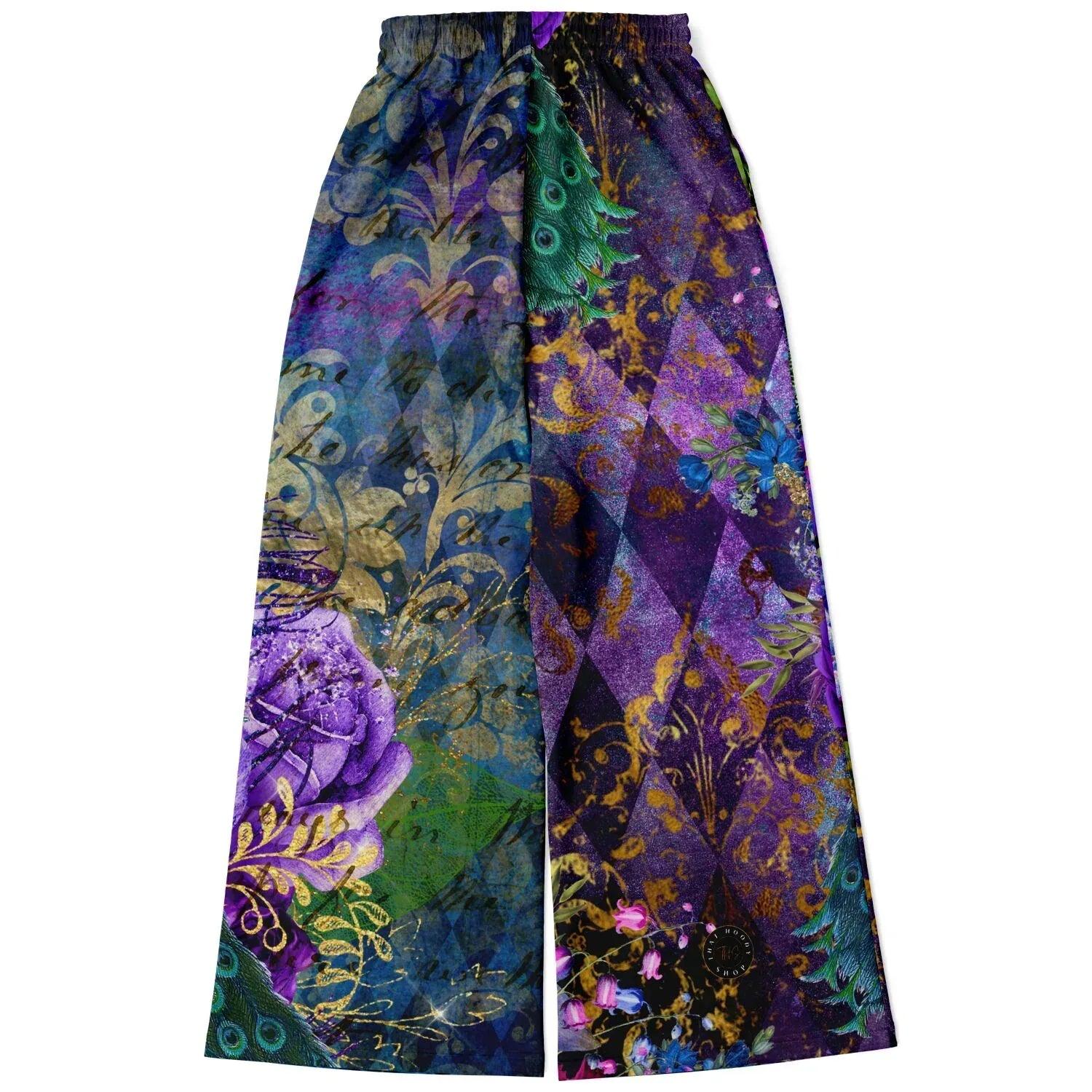 Purple Fusion Peacock in Bloom Eco-Poly Wide Leg Pants