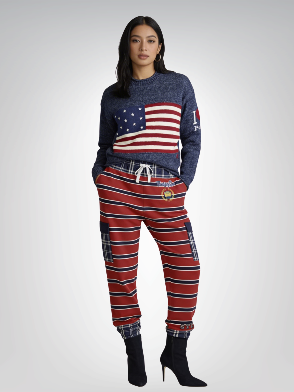 Let Freedom Ring Red Rugby Stripe Eco-Poly Cargo Joggers