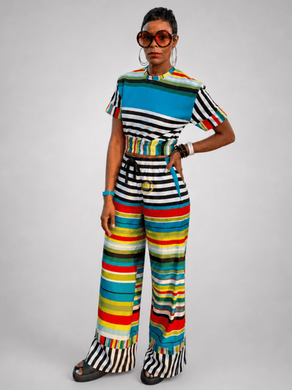 Everglades Jailhouse Stripe Eco-Poly Short Sleeve Cropped Pullover