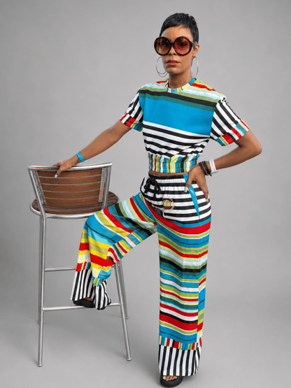 Everglades Jailhouse Stripe Eco-Poly Short Sleeve Cropped Pullover