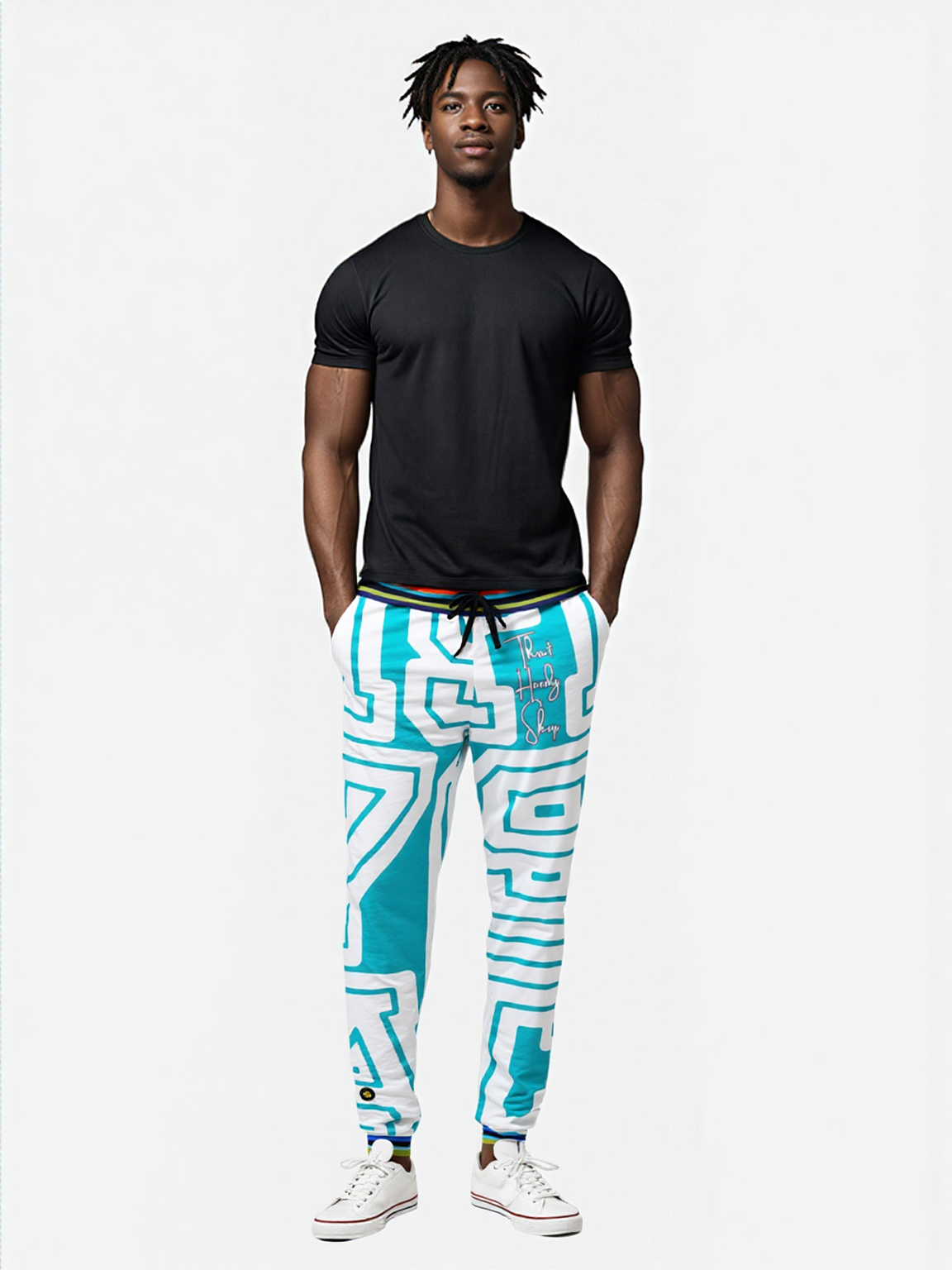 THS 1976 CA Monogram in Bahamian Blue Eco-Poly Unisex Joggers