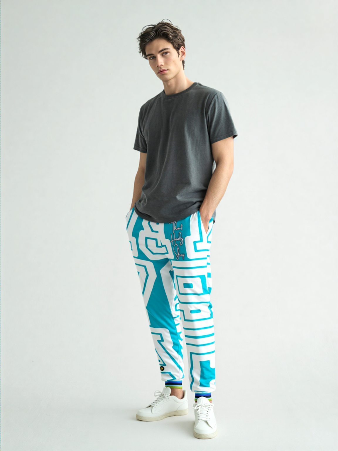 THS 1976 CA Monogram in Bahamian Blue Eco-Poly Unisex Joggers