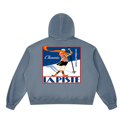 La Piste Faire du Ski Chamonix Unisex Boxy Vintage Washed Hoodie
