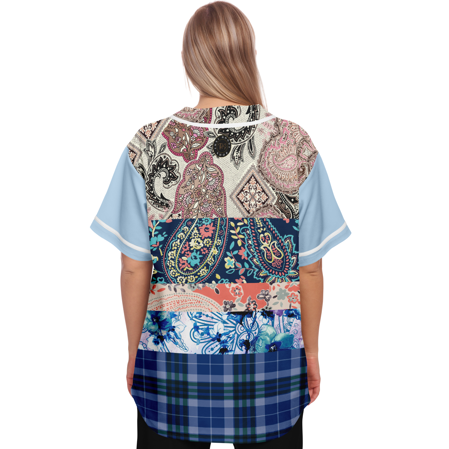 Dolores Park Paisley Print Short Sleeve Eco-Poly Baseball Jersey