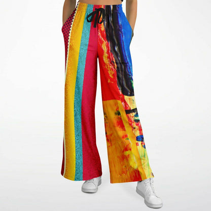 Esplanade Abstract and Colorblock Striped Eco-Poly Wide Leg Pants
