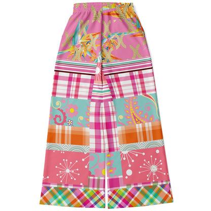 Pink Calypso Floral Patchwork Eco-Poly Wide Leg Pants